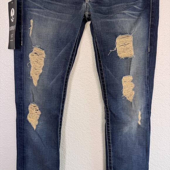 Rawkn Y2K Jeans Womens 29 Skull Studded Low Rise Skater Key Closet Vintage NEW - Picture 8 of 14